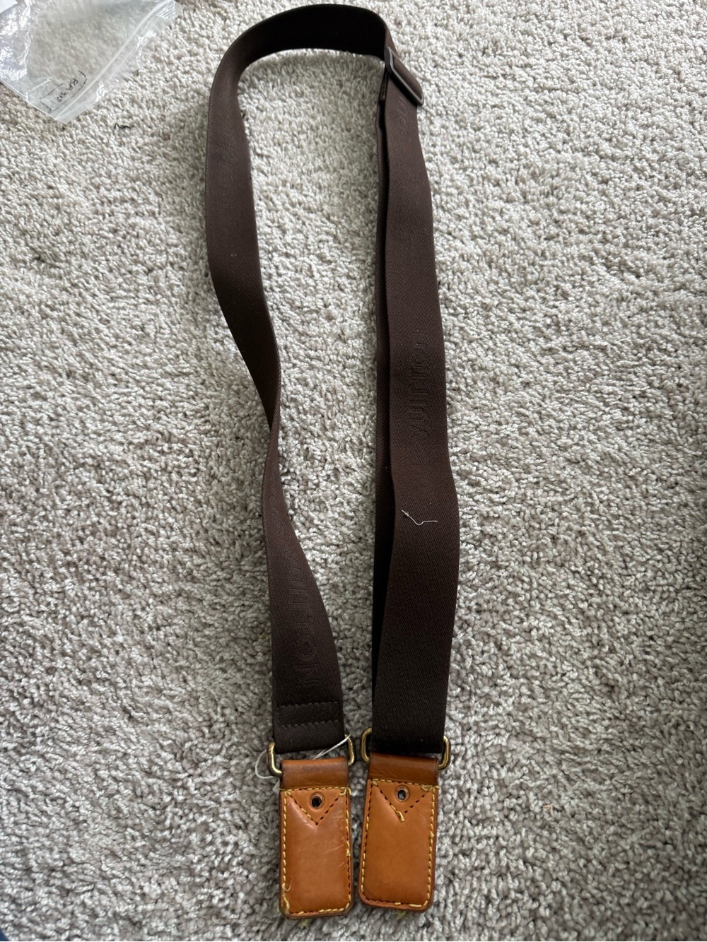 Louis Vuitton Adjustable Brown Canvas Strap with Leather Ends H23
